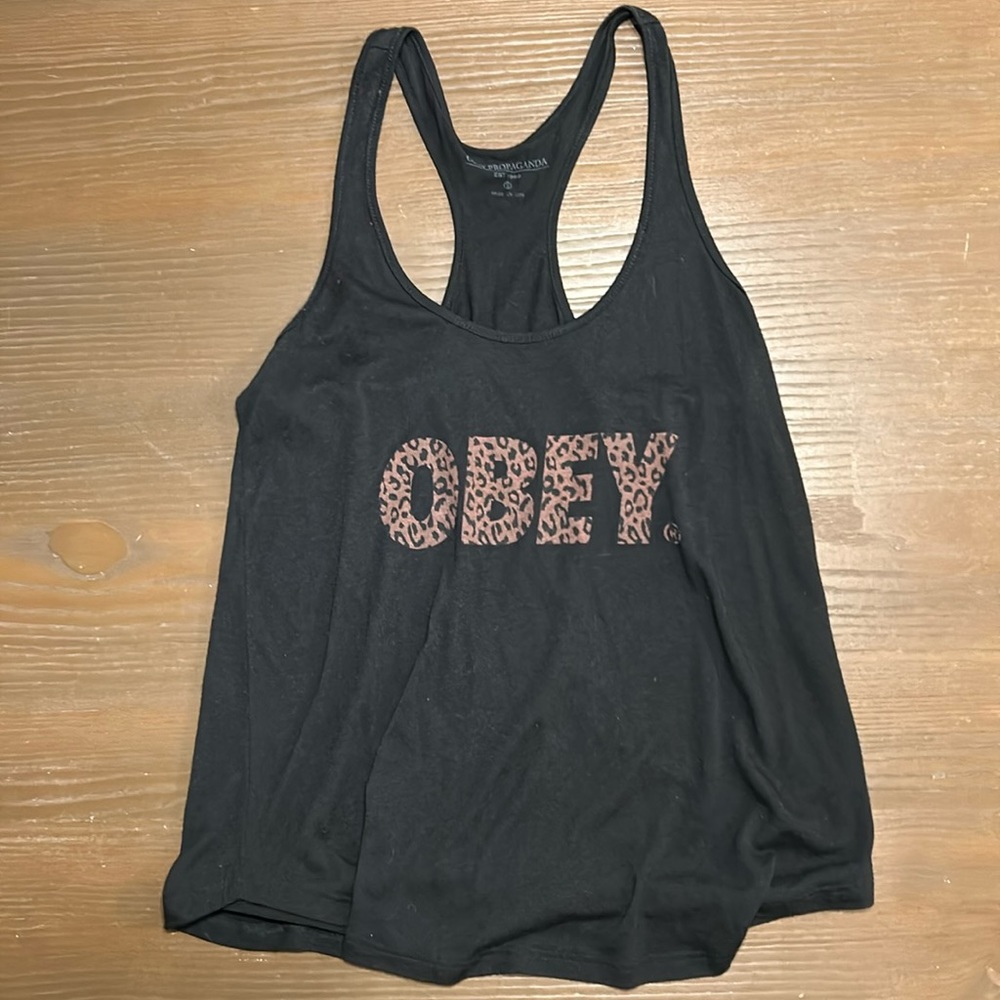 Obey cheetah tank top, size small